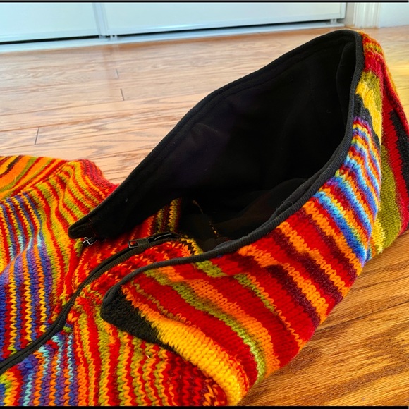 Chunky Wool Rainbow Sweater Jacket from Nepal - Picture 5 of 14